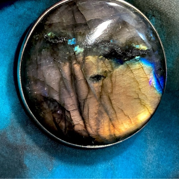 XL High Quality Bright Flash Blue Yellow PINK Labradorite 925 Gemstone Pendant - Picture 11 of 16